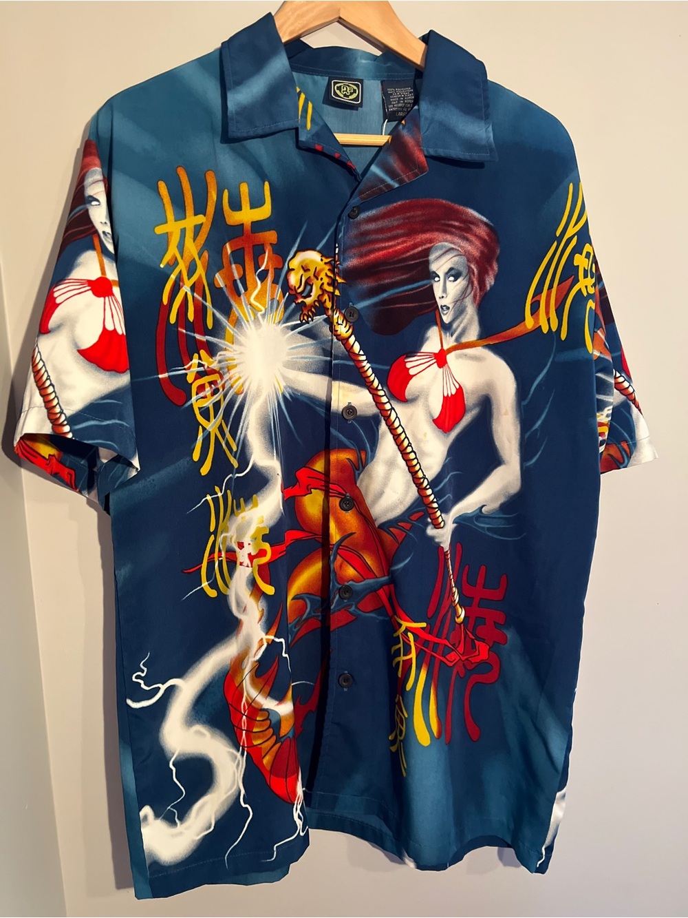 R2 Vintage Y2K Mermaid Blue Graphic Short-Sleeve Shirt Large